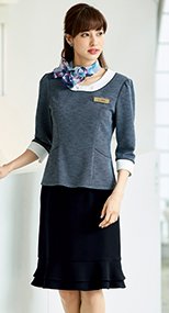 51411 en joie(アンジョア) 立体感のあるシルエットで快適なティアードスカート 無地 93-51411
