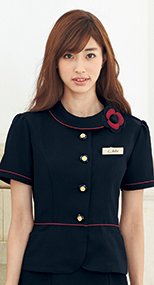 en joie(アンジョア) 86465 丸みのあるアシンメトリーの襟が優しいサマージャケット 無地 93-86465