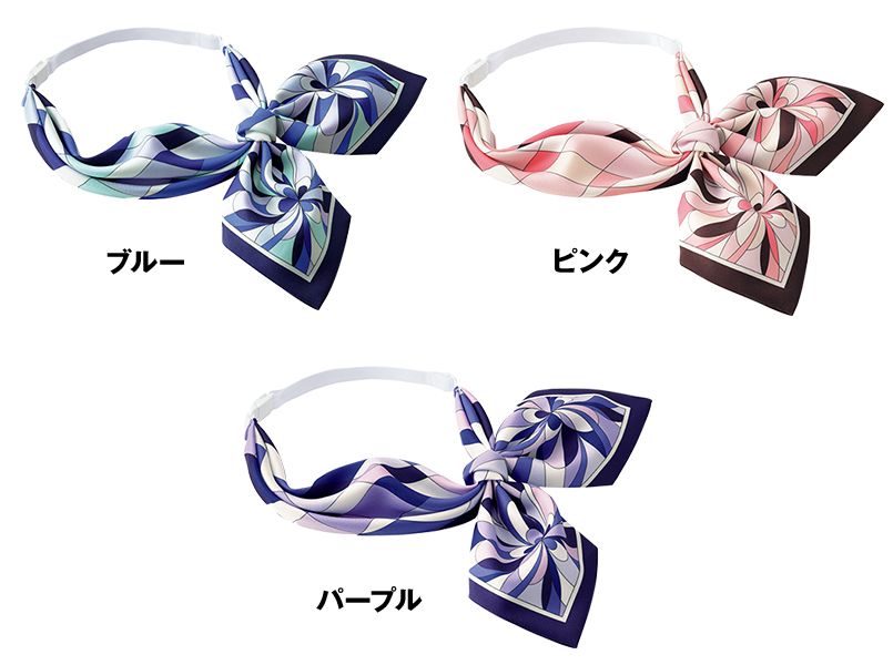 BA9134 BONMAX 目を引く鮮やかなカラーがアクセントのフラワー柄スカーフリボン アジャスター付き 色展開