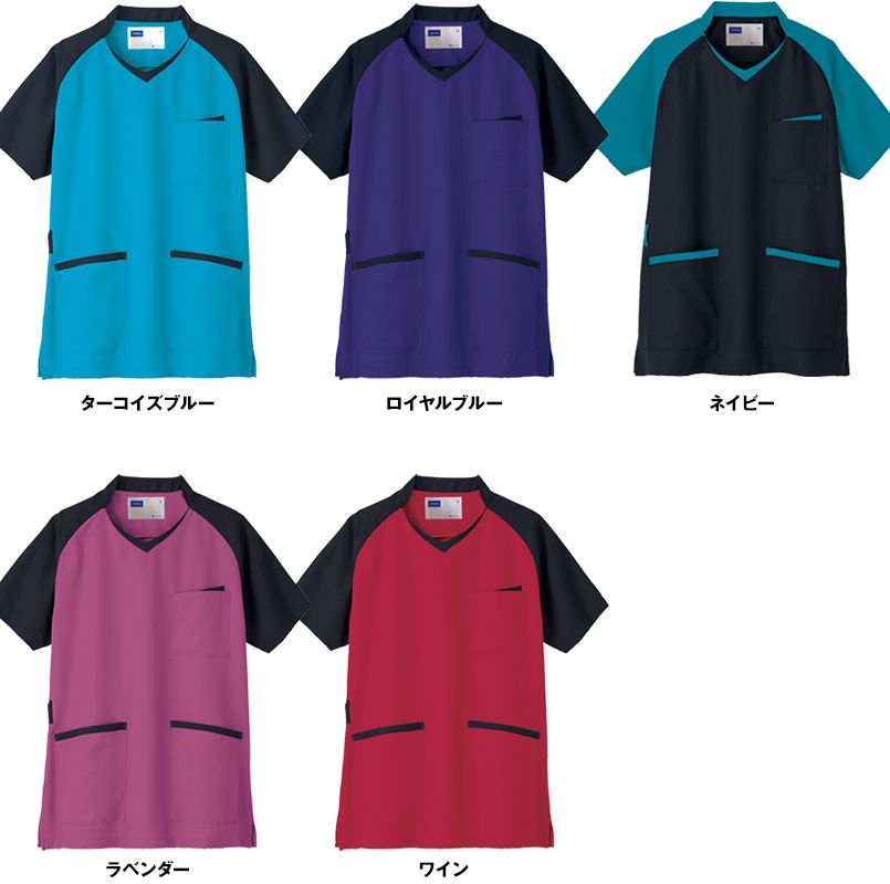 自重堂WHISEL WH11785 スクラブ(男女兼用)衿と袖が配色 色展開