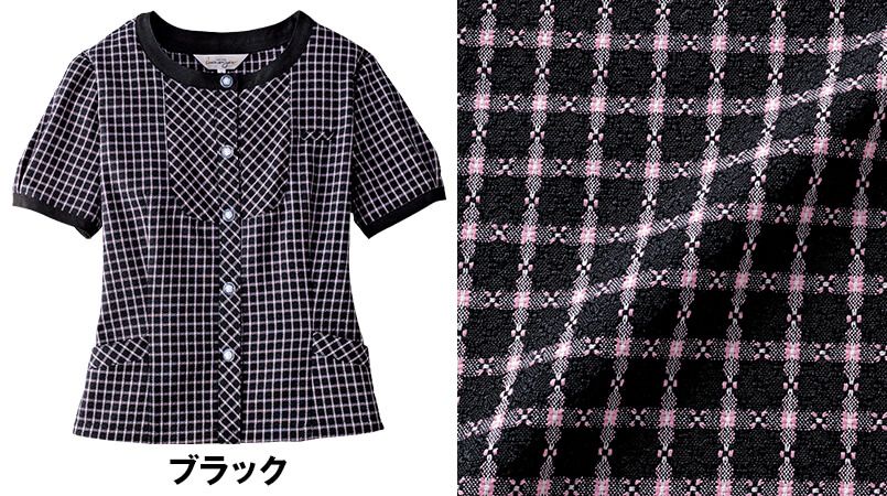 en joie(アンジョア) 26250 清楚な雰囲気を演出する小花チェック柄のオーバーブラウス 色展開