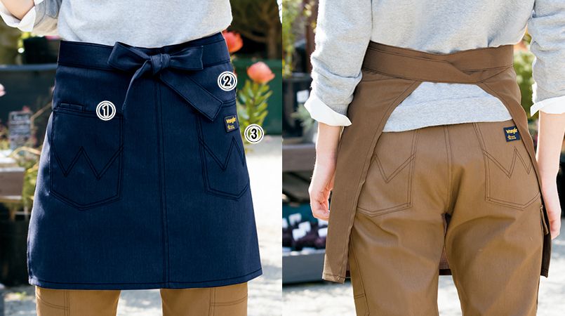 AZ64282 アイトス Wrangler(ラングラー) ショートエプロン(男女兼用) 商品詳細・こだわりPOINT