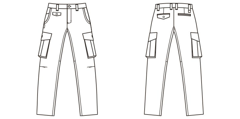 RP6903 ROCKY デニムカーゴパンツ(男女兼用) ハンガーイラスト・線画