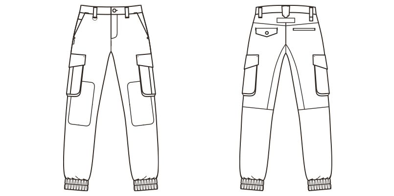 RP6906 ROCKY ツイルジョガーカーゴパンツ(男女兼用) ハンガーイラスト・線画