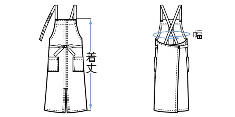 27328 BONUNI(ボストン商会) 胸当てカフェX型エプロン(男女兼用) ハンガーイラスト・線画