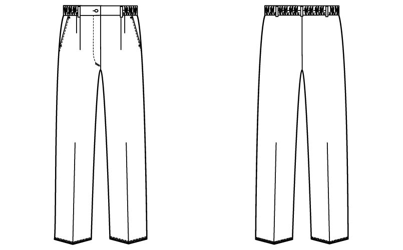 自重堂WHISEL WH10342 レディースツータックパンツ ゆったり ウエスト総ゴム(女性用) ハンガーイラスト・線画
