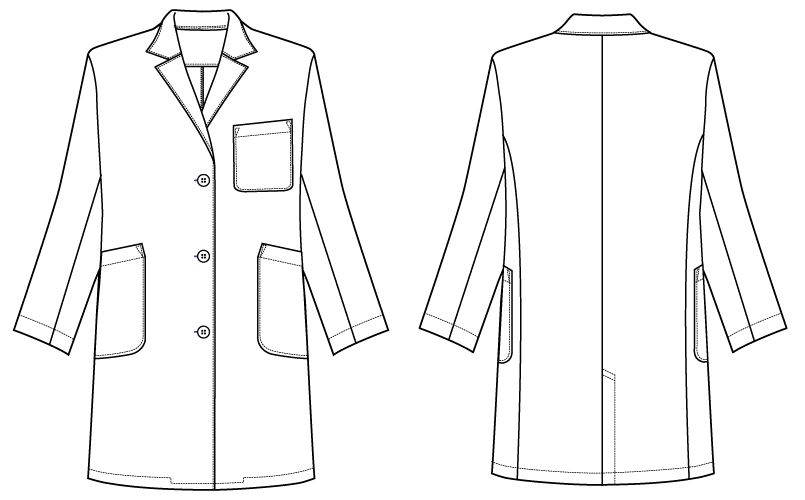 自重堂WHISEL WH11503 レディースシングルハーフコート(女性用) ハンガーイラスト・線画