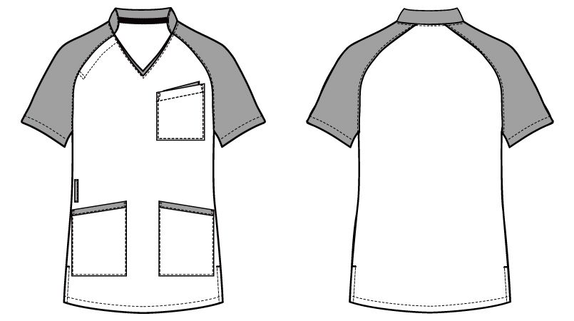 自重堂WHISEL WH11785 スクラブ(男女兼用)衿と袖が配色 ハンガーイラスト・線画