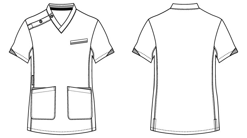 自重堂WHISEL WH11985 スクラブ(男女兼用)袖口配色 ハンガーイラスト・線画
